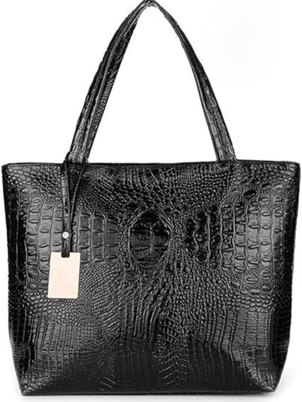Stylish Large Faux Leather Crocodile Tote Bag | Women's Travel Shoulder Purse